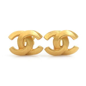 CHANEL Coco Mark Metal Gold Earrings for Women e61181i